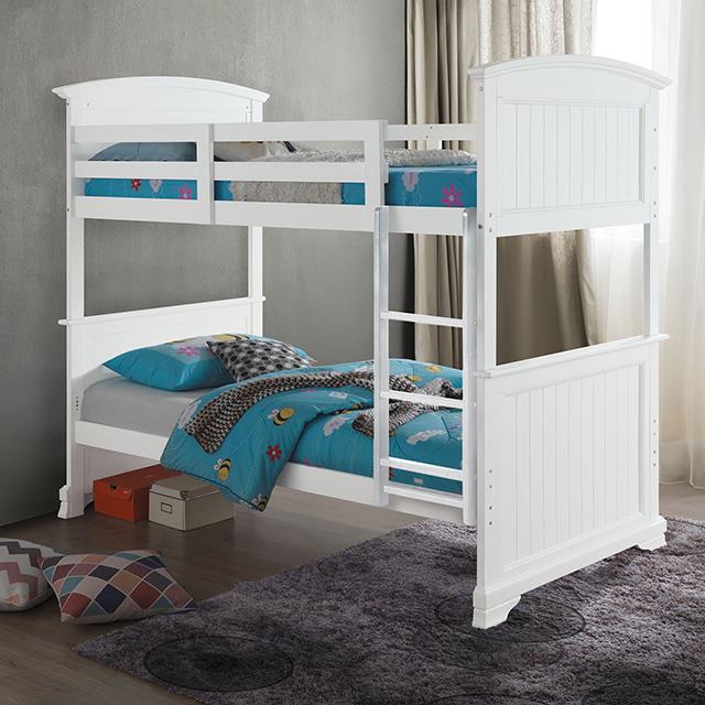  Furniture of America Albano FM-BK107WH-T Twin/Twin Bunk Bed IMAGE 1