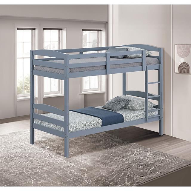  Furniture of America Finsbury FM-BK110GY-T Twin Twin Bunk Bed IMAGE 1