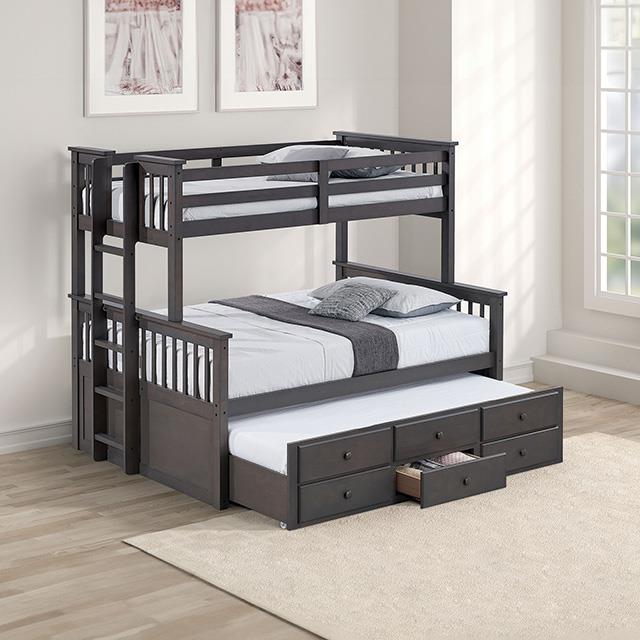  Furniture of America University FM-BK458F-GY Twin/Full Bunk Bed IMAGE 1