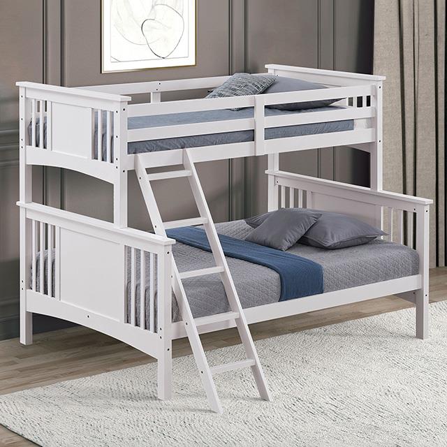  Furniture of America Spring Creek FM-BK602F-WH Twin/Full Bunk Bed IMAGE 1