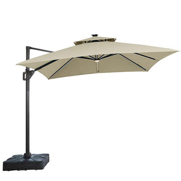  Furniture of America Sano LA-A015BG+BASE 10 Ft Square Umbrella w/ Double Top w/ LED Light + 37" Large Base IMAGE 1