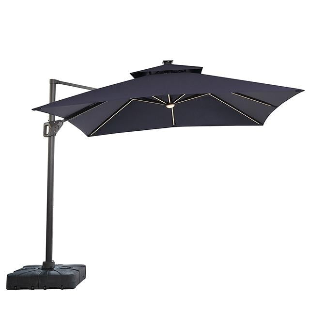  Furniture of America Sano LA-A015BL+BASE 10 Ft Square Umbrella w/ Double Top w/ LED Light + 37" Large Base IMAGE 1