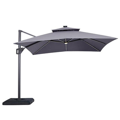  Furniture of America Sano LA-A015GY+BASE 10 Ft Square Umbrella w/ Double Top w/ LED Light + 37" Large Base IMAGE 1