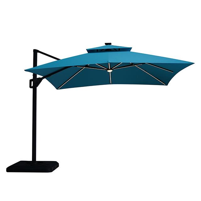  Furniture of America Sano LA-A015TL+BASE 10 Ft Square Umbrella w/ Double Top w/ LED + 37" Large Base IMAGE 1