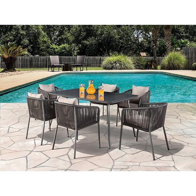  Furniture of America Tushari LA-A020LG-7PC 8 pc Outdoor Dining Set IMAGE 1