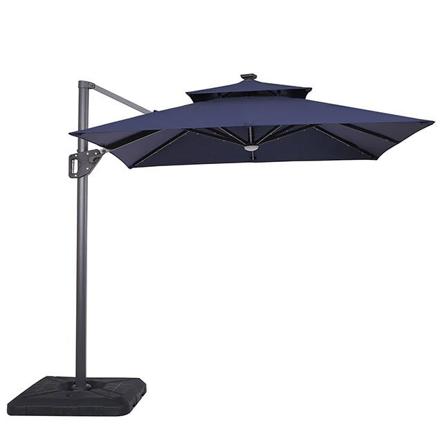  Furniture of America Xico LA-A030TL+BASE 8 Ft Square Umbrella w/ Double Top w/ LED Light + 37" Large Base IMAGE 1
