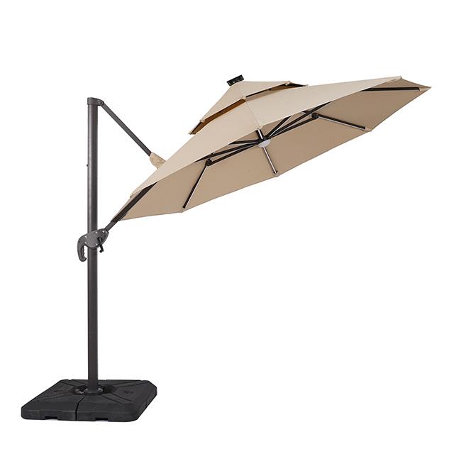 Furniture of America Fera LA-A032BG+BASE 10 Ft Round Umbrella w/ LED Bulb + 37" Large Base IMAGE 4