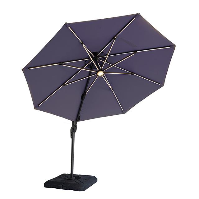  Furniture of America Fera LA-A032BL+BASE 10 Ft Round Umbrella w/ LED Bulb + 37" Large Base IMAGE 1