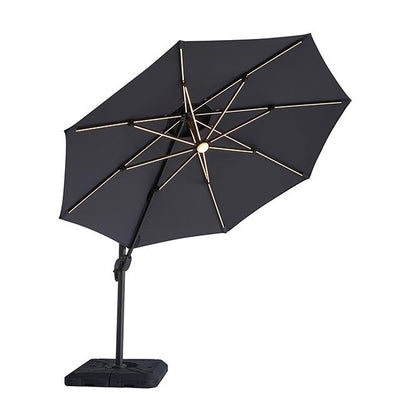  Furniture of America Fera LA-A032GY+BASE 10 Ft Round Umbrella w/ LED Bulb + 37" Large Base IMAGE 1