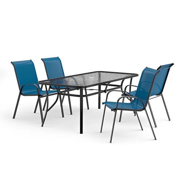  Furniture of America Pierro LA-D012BK-5PC-BL 5 pc Outdoor Dining Set IMAGE 1