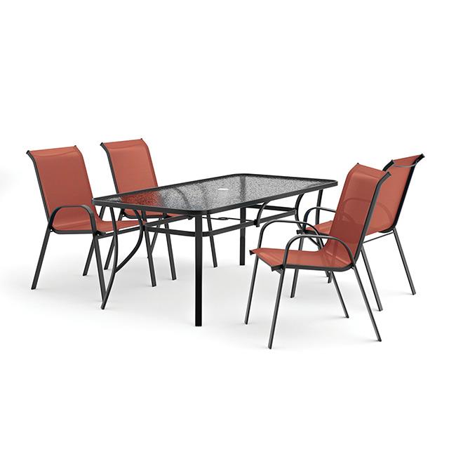  Furniture of America Pierro LA-D012BK-5PC-RD 5 pc Outdoor Dining Set IMAGE 1