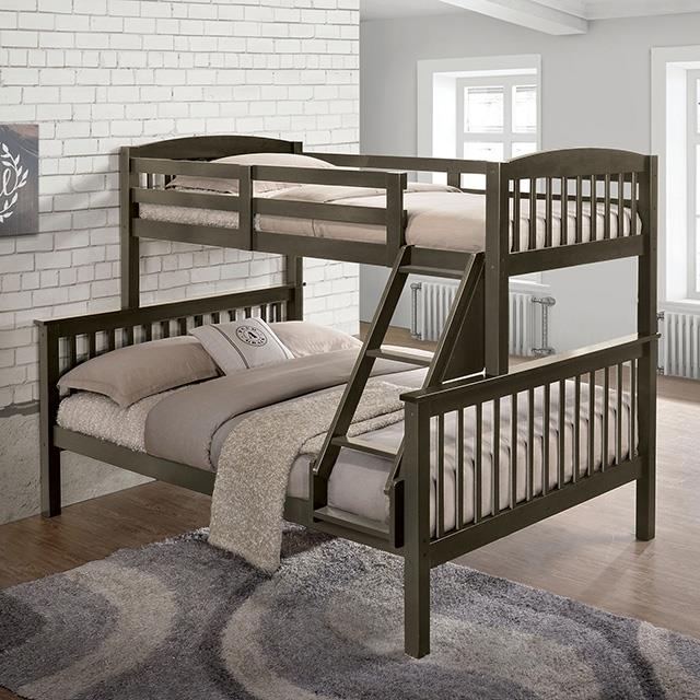  Furniture of America Brookings NX-BK001GY Twin/Full Bunk Bed IMAGE 1