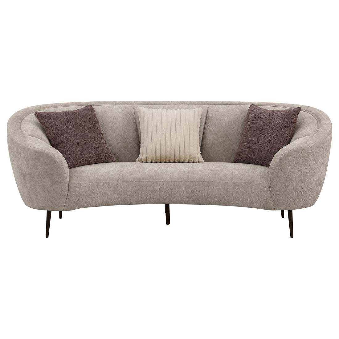  Coaster Furniture Ellorie 504837 Upholstered Channel Back Curved Sofa - Beige IMAGE 1