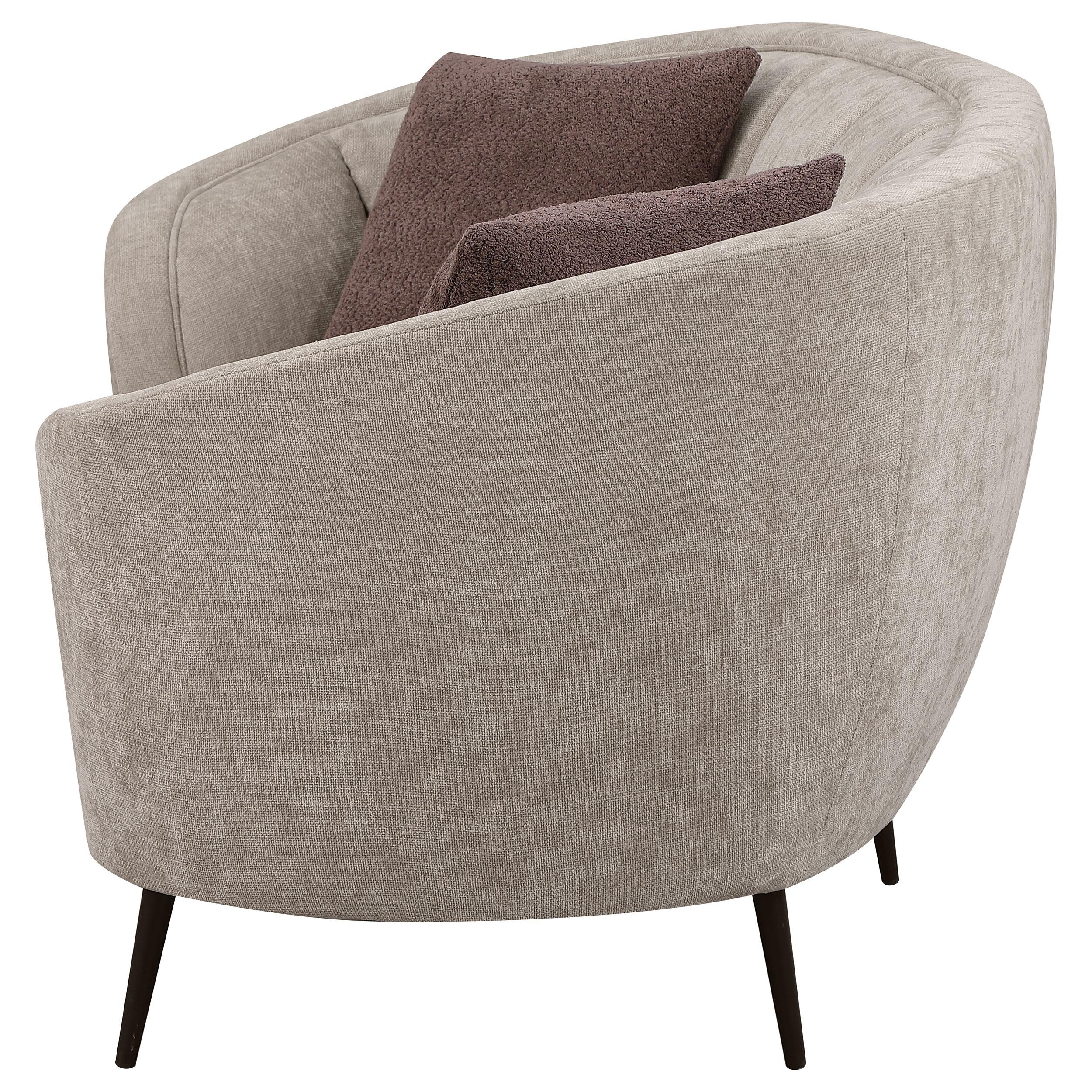  Coaster Furniture Ellorie 504838 Upholstered Channel Back Curved Loveseat - Beige IMAGE 4