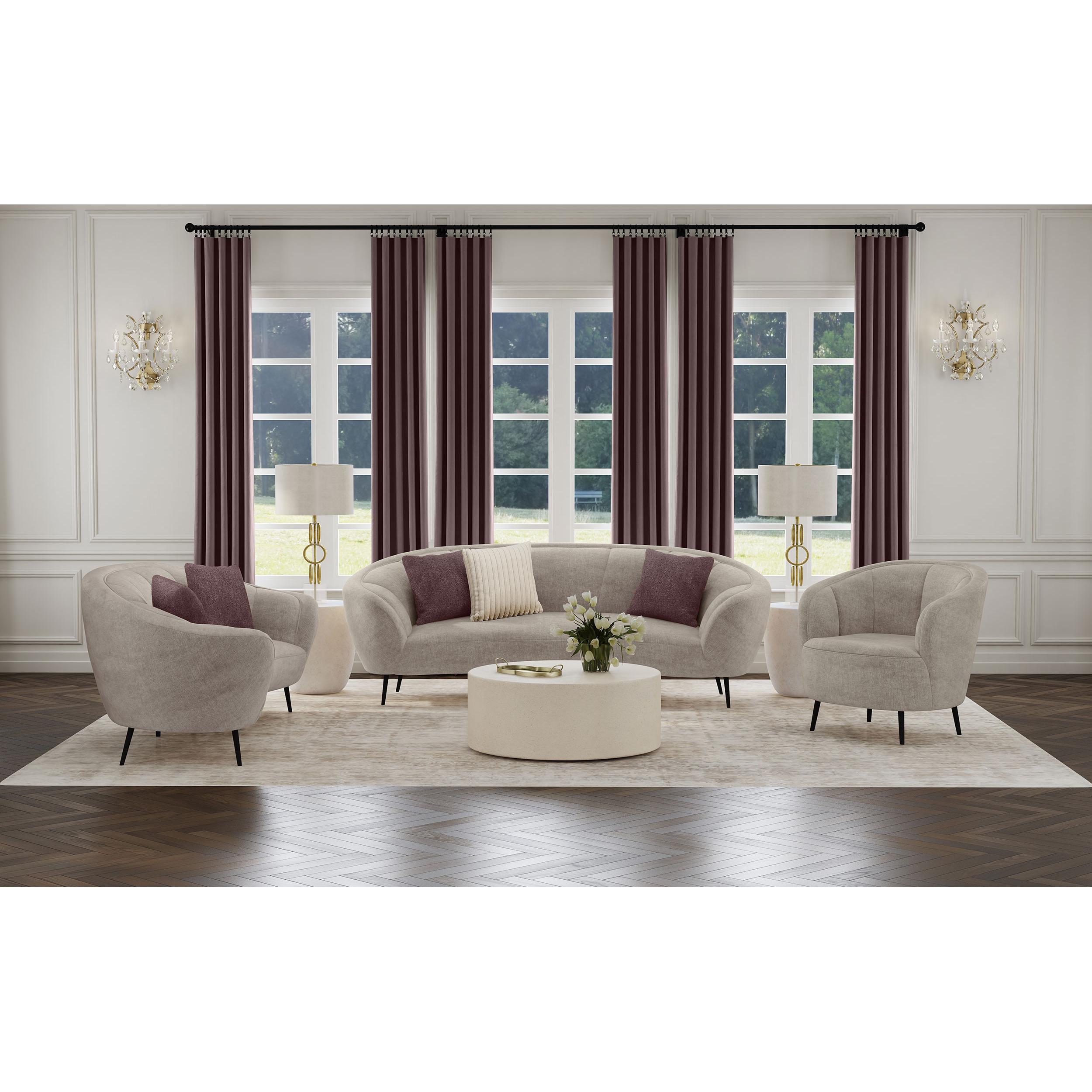  Coaster Furniture Ellorie 504838 Upholstered Channel Back Curved Loveseat - Beige IMAGE 8