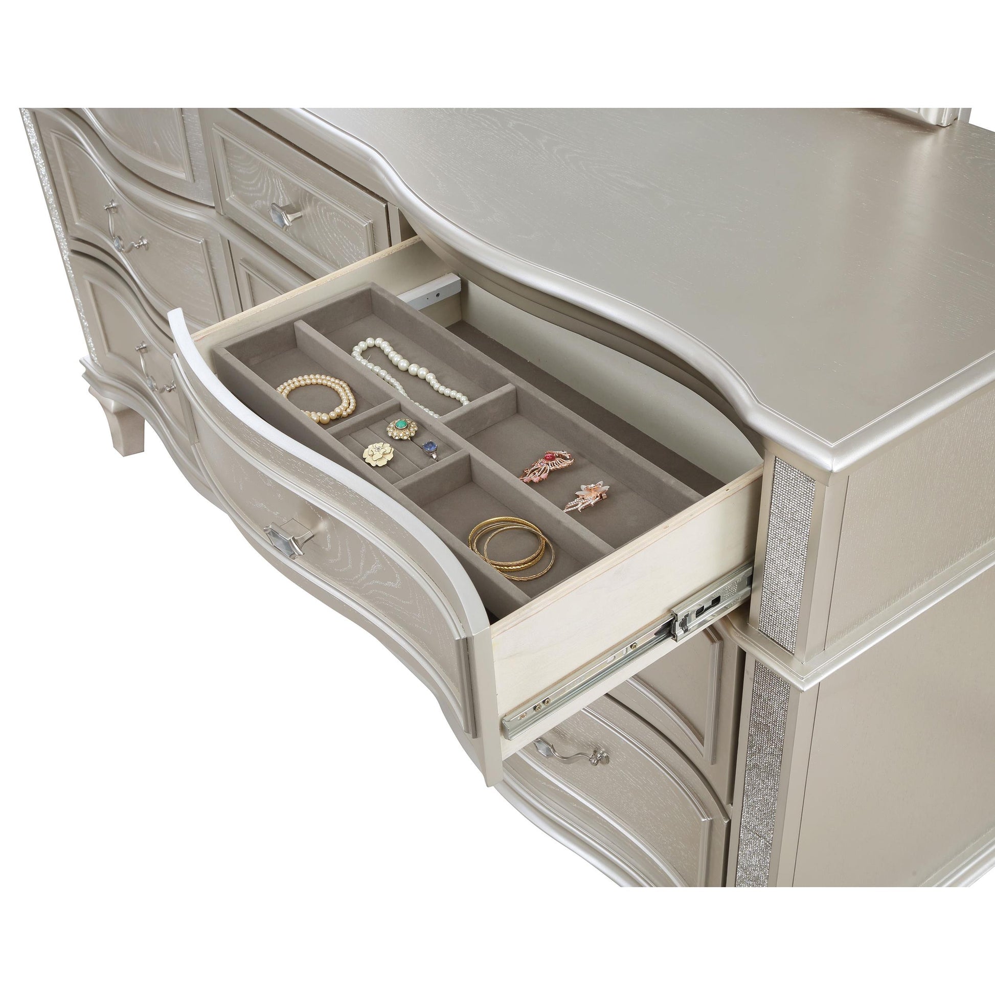  Coaster Furniture Evangeline 223393M 9-Drawer Dresser with Mirror - Silver Oak IMAGE 12