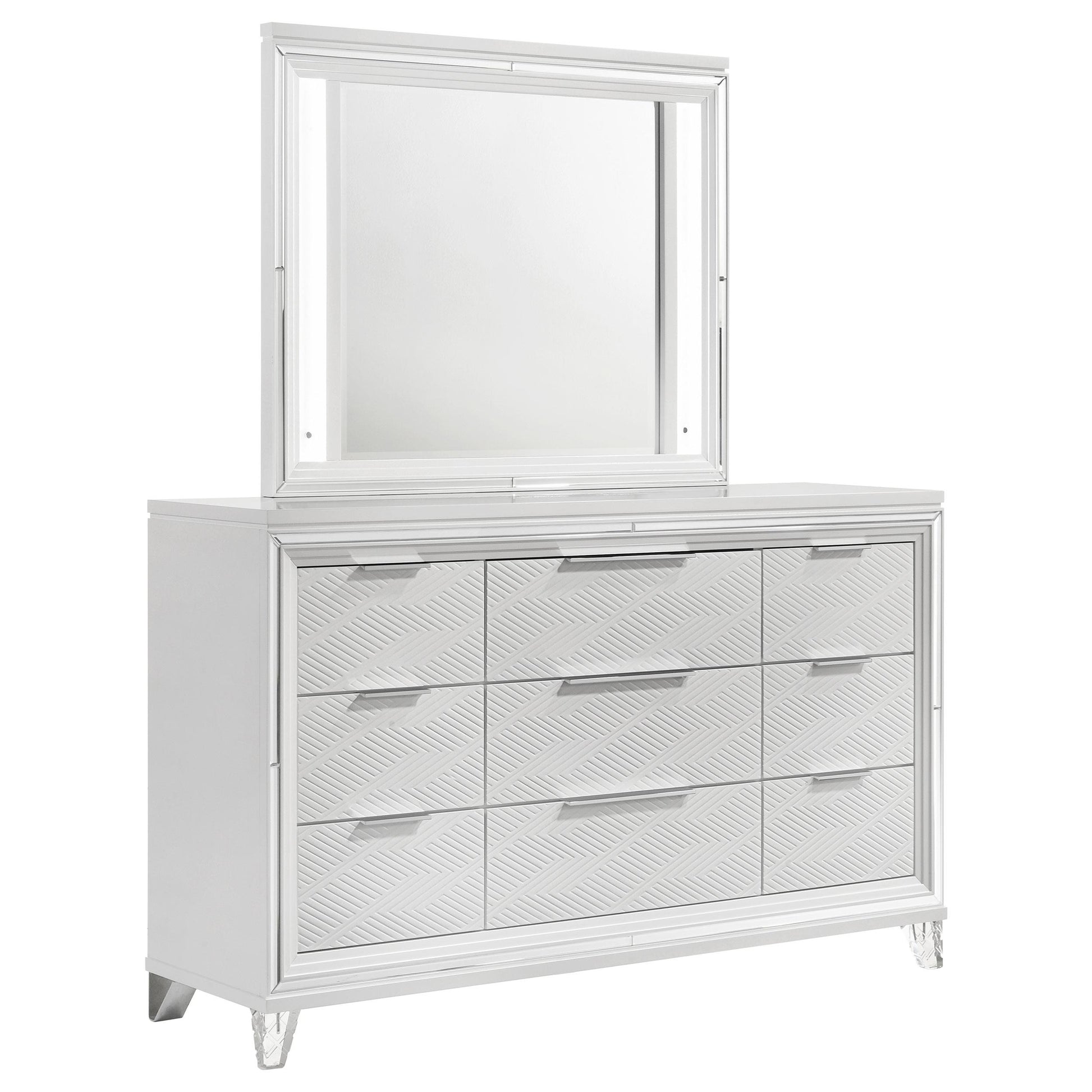  Coaster Furniture Marmore 224963M 9-Drawer Dresser and LED Mirror - White IMAGE 1