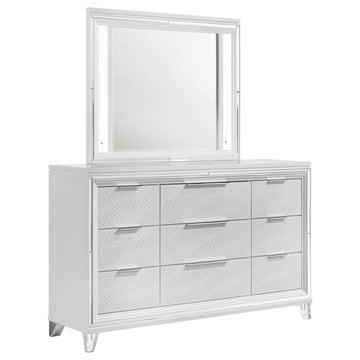  Coaster Furniture Marmore 224963M 9-Drawer Dresser and LED Mirror - White IMAGE 1