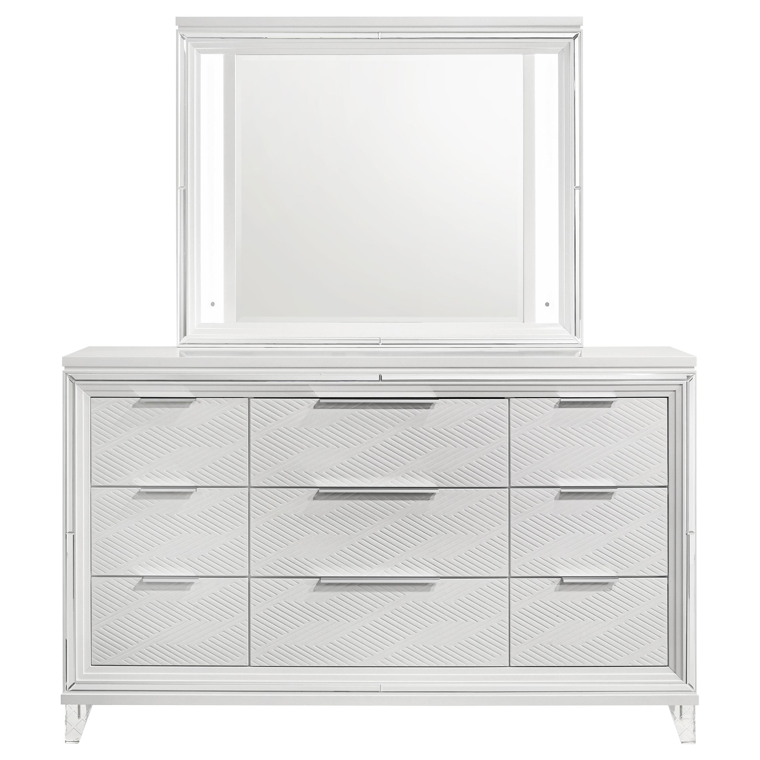  Coaster Furniture Marmore 224963M 9-Drawer Dresser and LED Mirror - White IMAGE 2