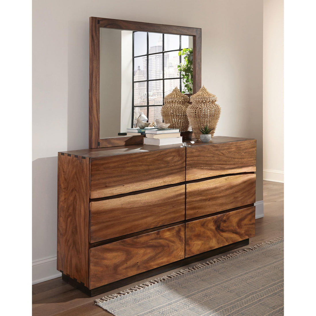  Coaster Furniture Winslow 223253M 6-Drawer Dresser with Mirror - Smokey Walnut IMAGE 1