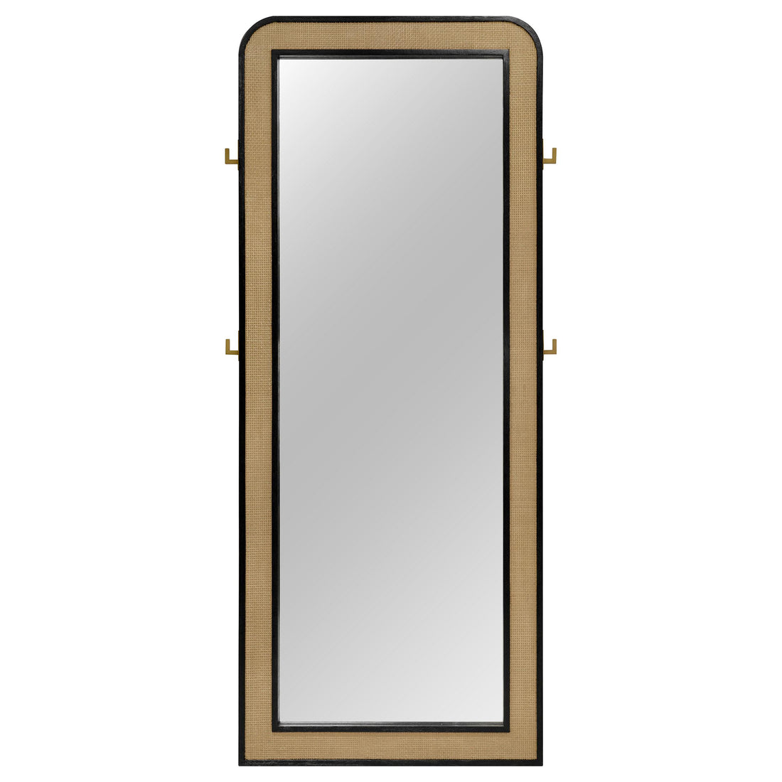  Coaster Furniture Arini 224339 Cane Weave Full Length Standing Floor Mirror - Black IMAGE 1