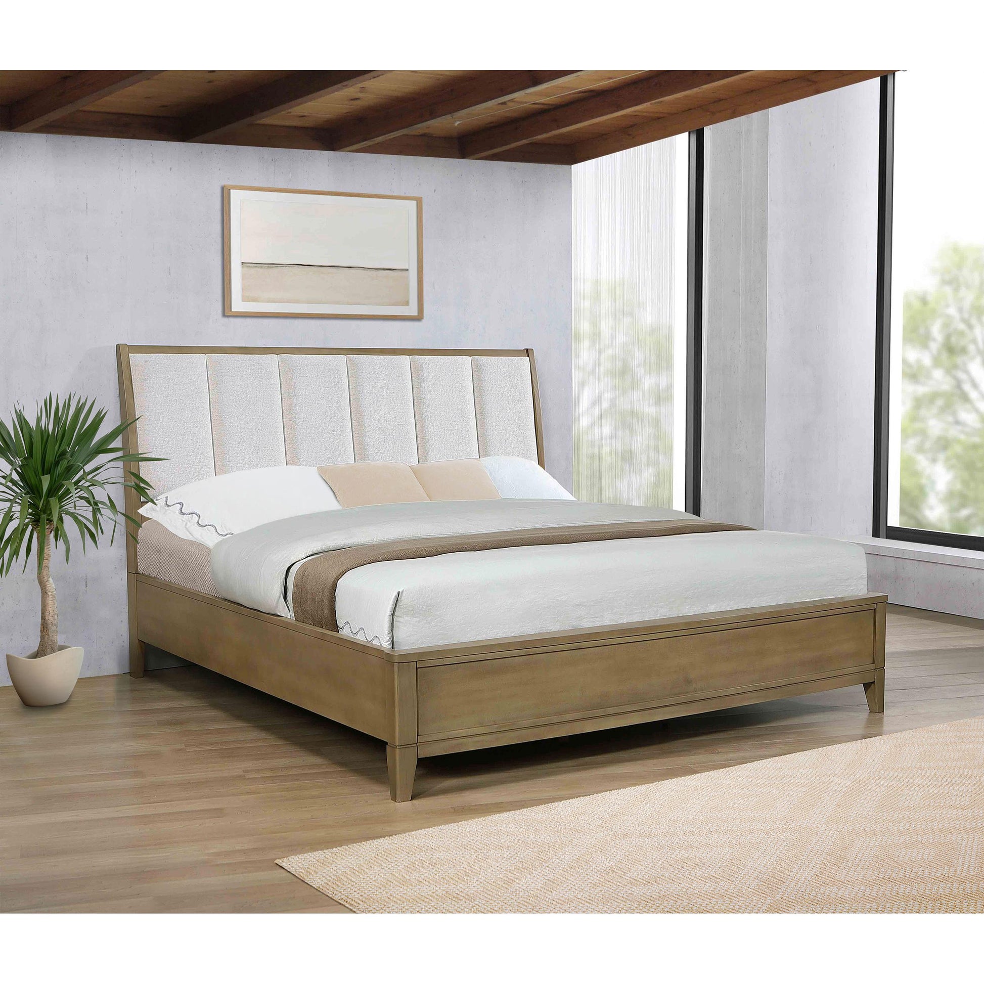  Size_King  -- Granada 224921KE Upholstered Eastern King Panel Bed - Natural Pine IMAGE 4
