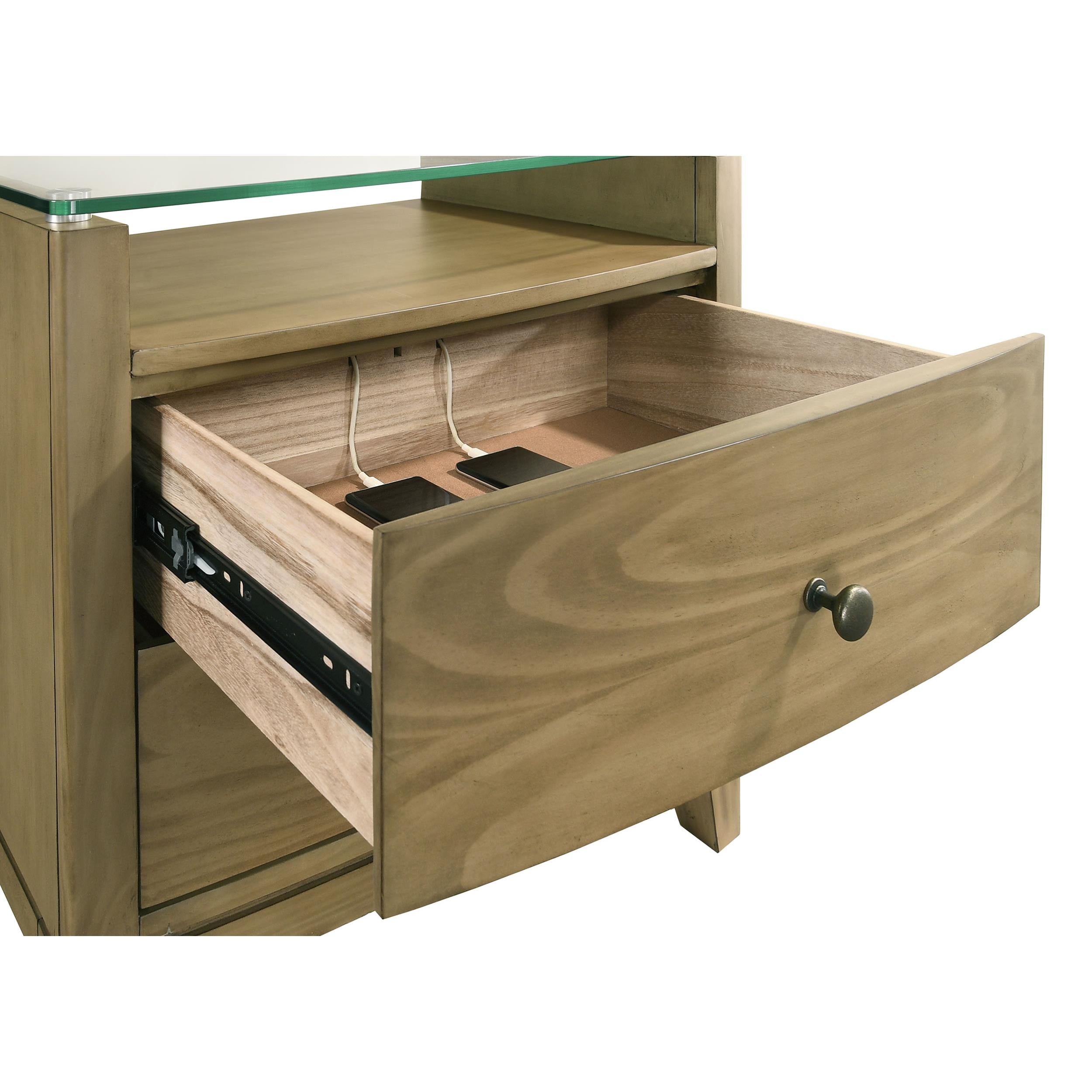  Coaster Furniture Granada 224922 2-Drawer Glass Top Nightstand - Natural Pine IMAGE 12