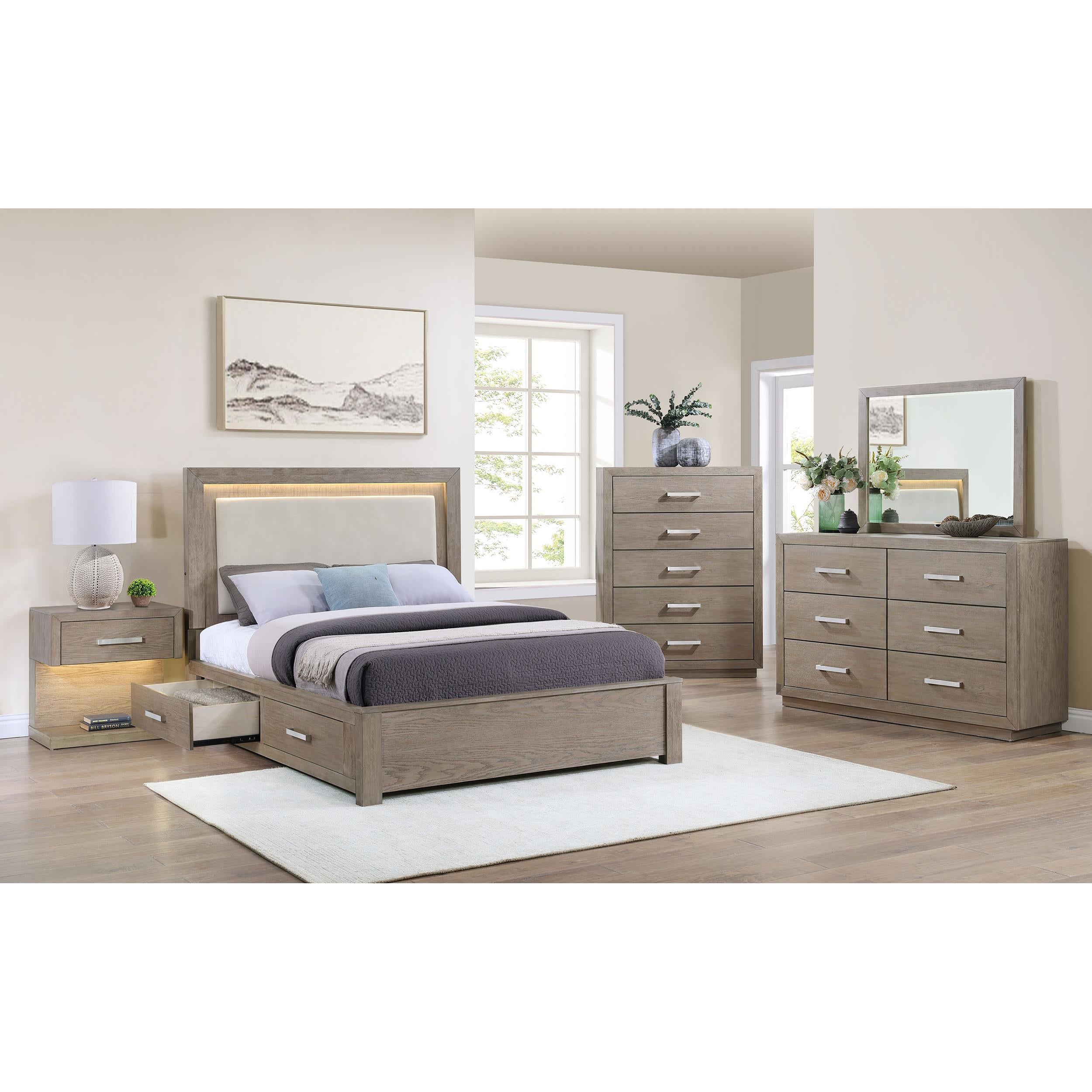  Coaster Furniture Kenora 224850Q 56-inch Queen LED Storage Bed - Barley Brown IMAGE 10