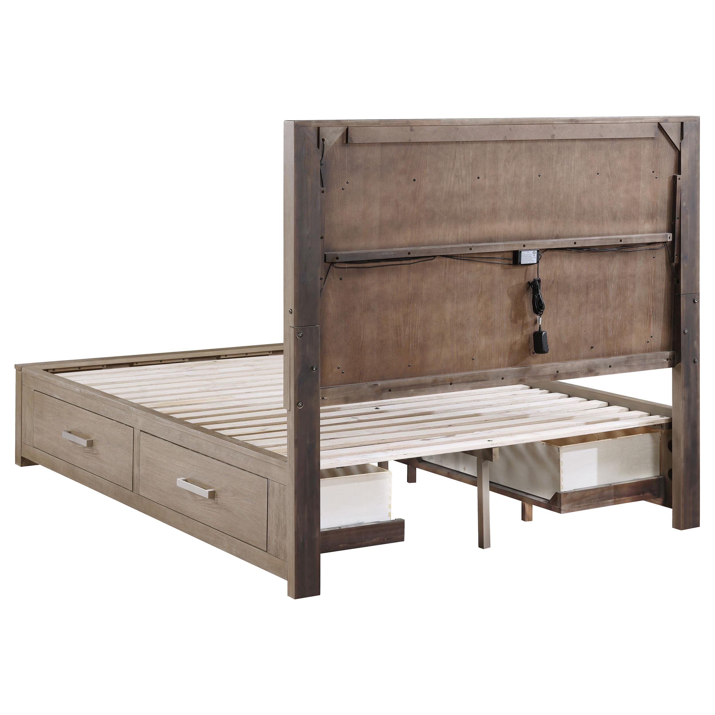  Coaster Furniture Kenora 224850Q 56-inch Queen LED Storage Bed - Barley Brown IMAGE 7