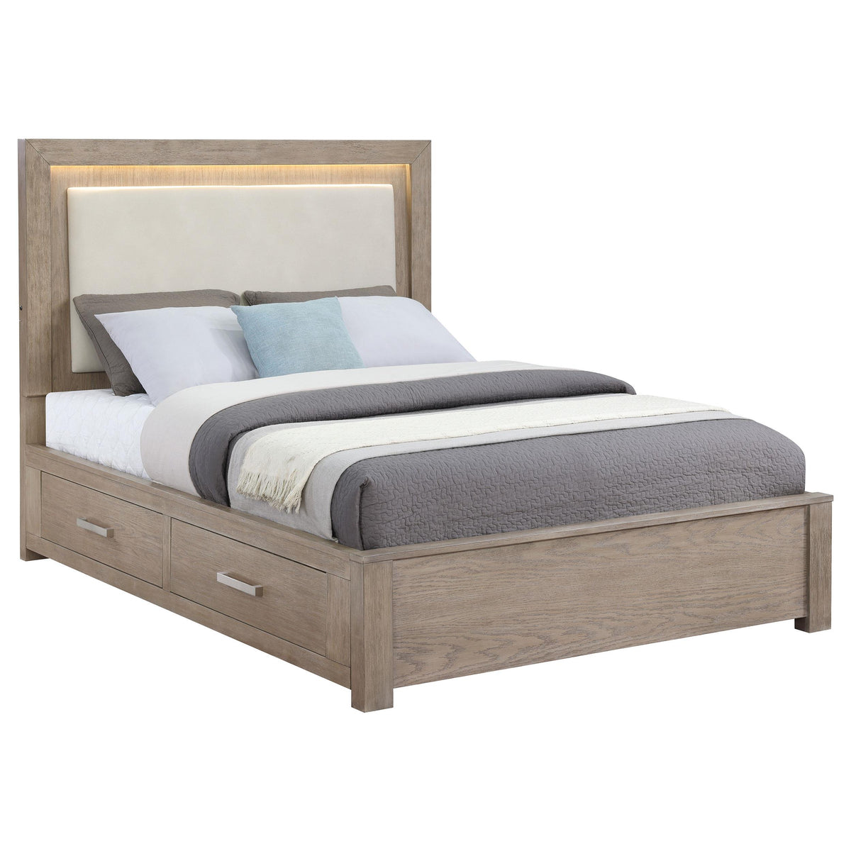  Size_King -- Kenora 224850KE 56-inch Eastern King LED Storage Bed - Barley Brown IMAGE 3