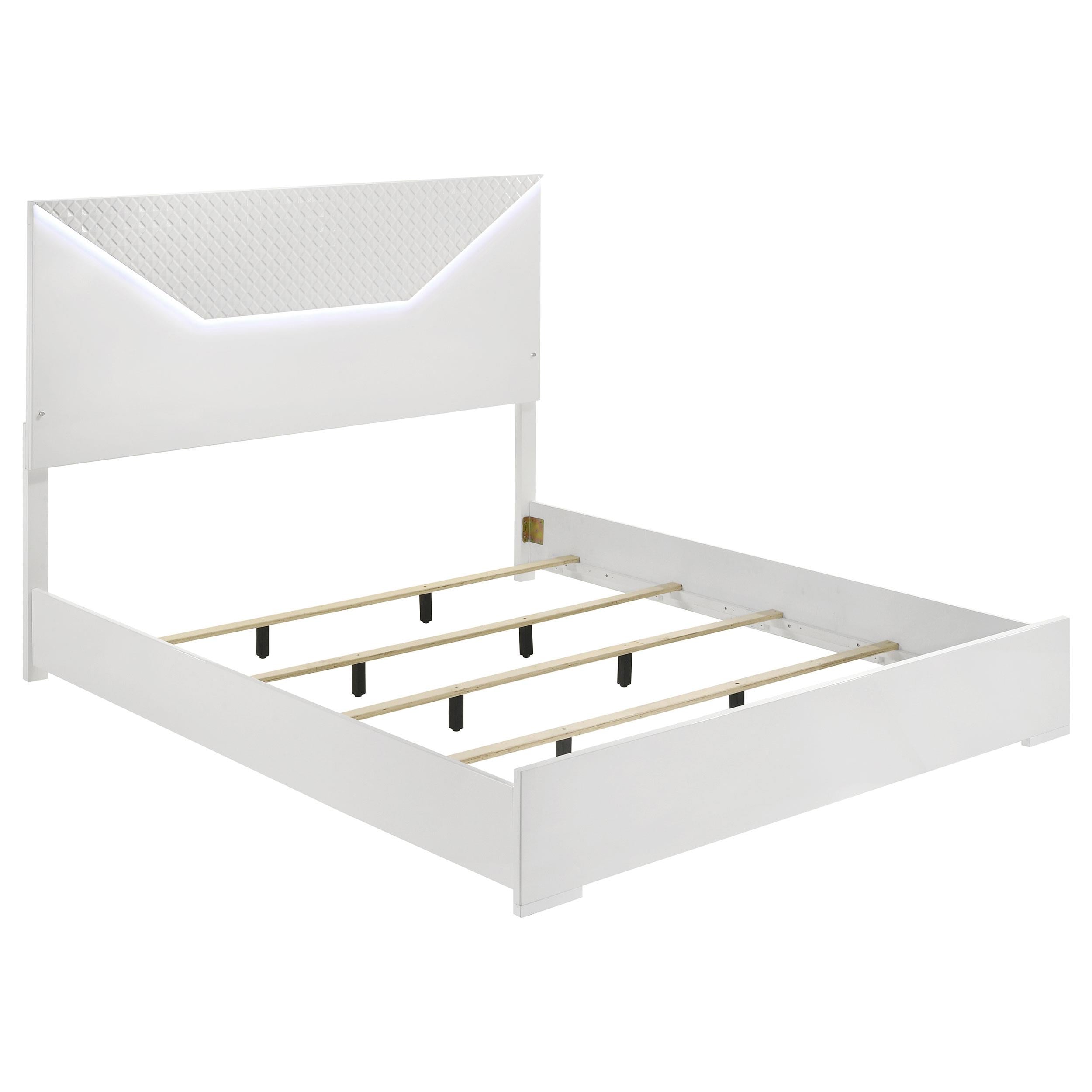  Size_King  -- Ives 224941KE Eastern King Panel Bed LED Headboard - White High Gloss IMAGE 1