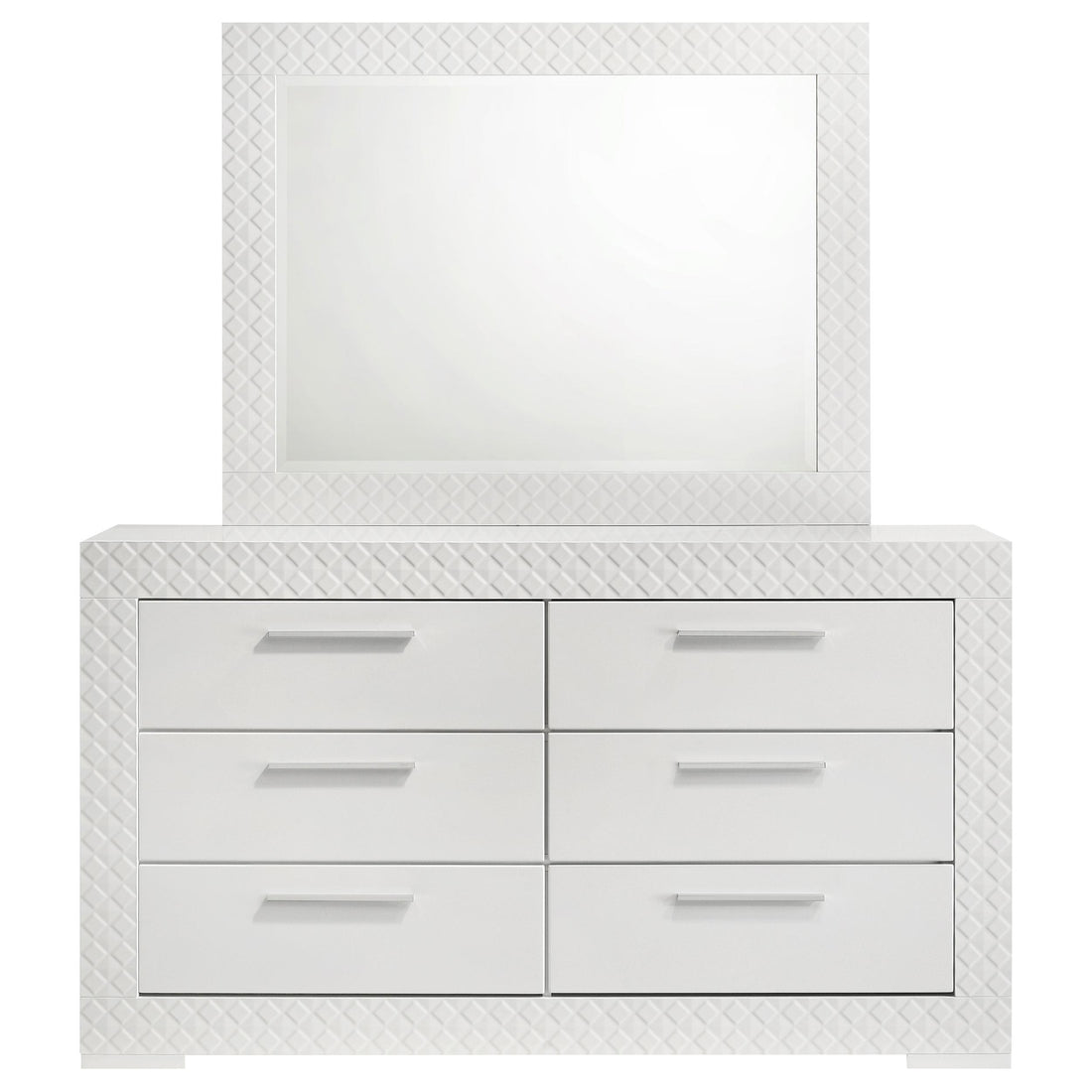  Coaster Furniture Ives 224943M 6-Drawer Dresser and Mirror - White High Gloss IMAGE 1