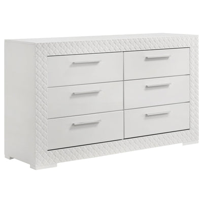  Coaster Furniture Ives 224943 6-Drawer Dresser Cabinet - White High Gloss IMAGE 1