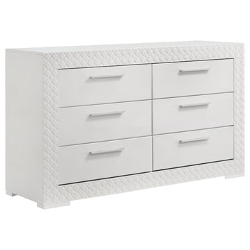  Coaster Furniture Ives 224943 6-Drawer Dresser Cabinet - White High Gloss IMAGE 1