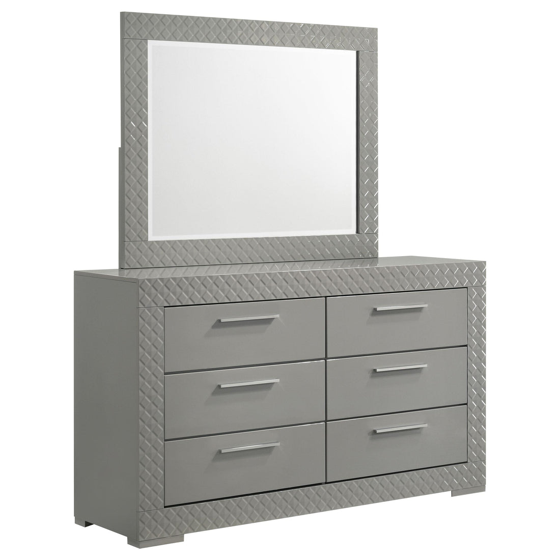  Coaster Furniture Ives 224973M 6-Drawer Dresser and Mirror - Grey High Gloss IMAGE 1