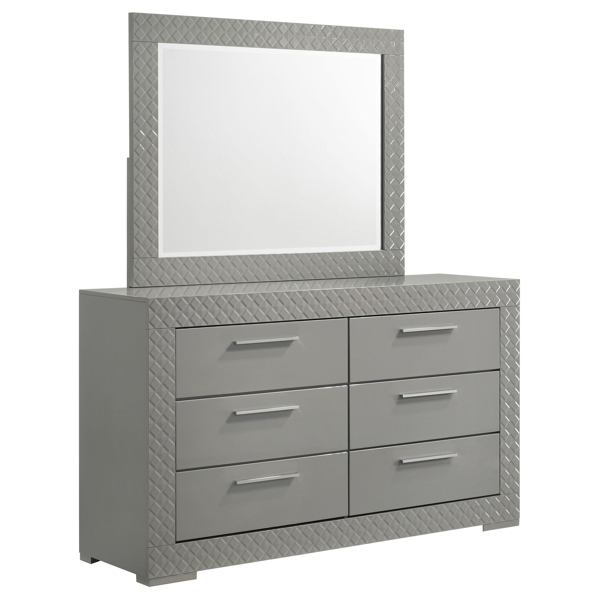  Coaster Furniture Ives 224973M 6-Drawer Dresser and Mirror - Grey High Gloss IMAGE 1