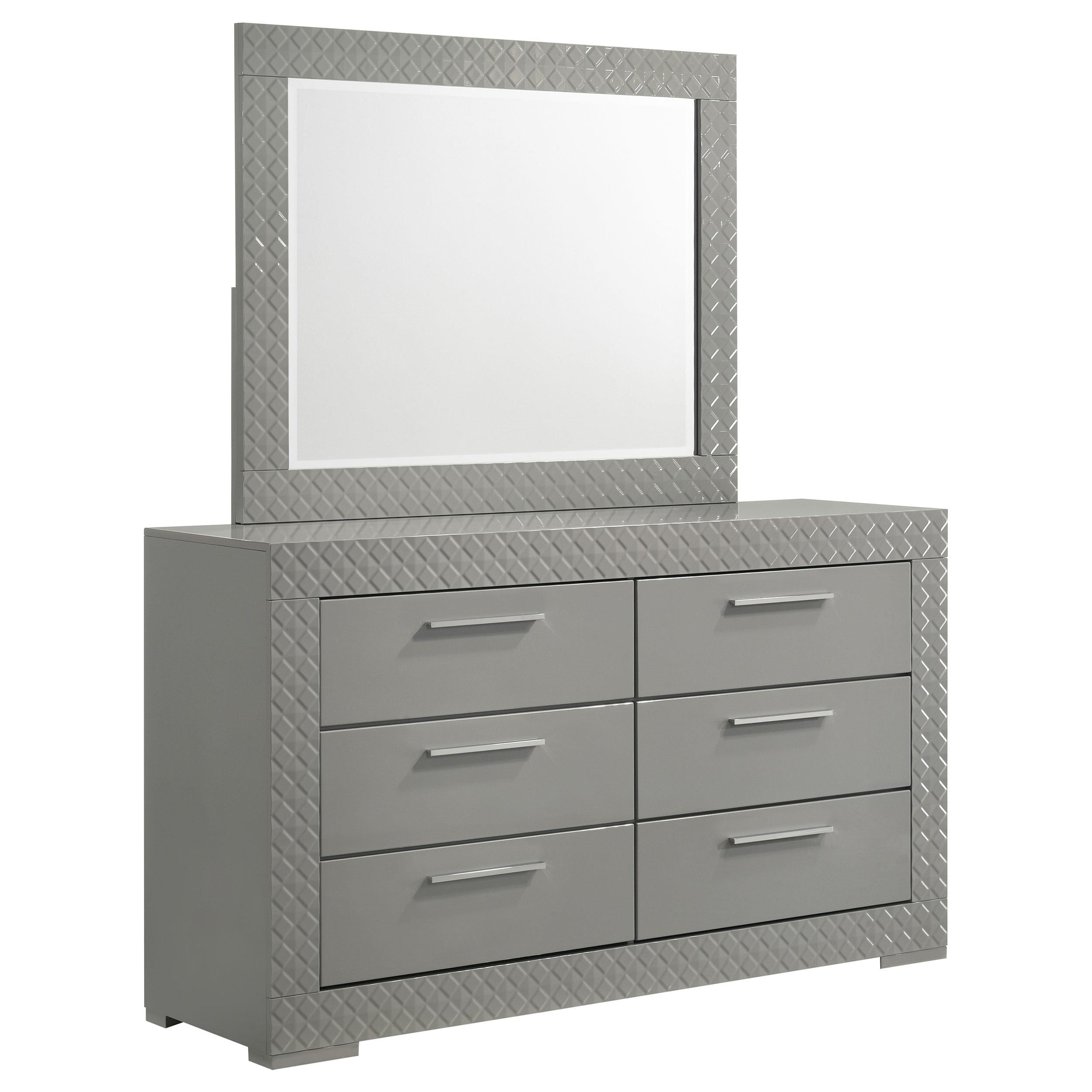  Coaster Furniture Ives 224973M 6-Drawer Dresser and Mirror - Grey High Gloss IMAGE 1