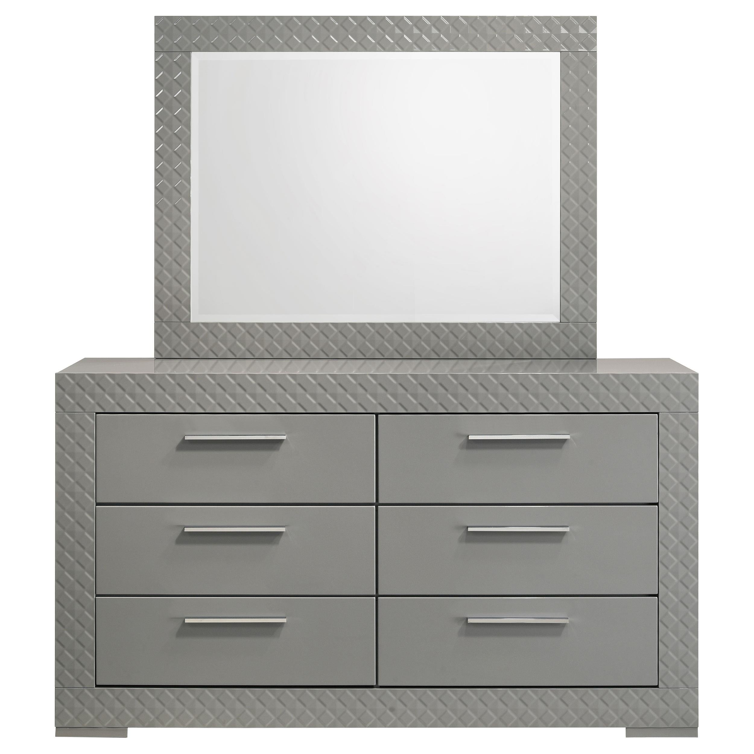 Coaster Furniture Ives 224973M 6-Drawer Dresser and Mirror - Grey High Gloss IMAGE 2