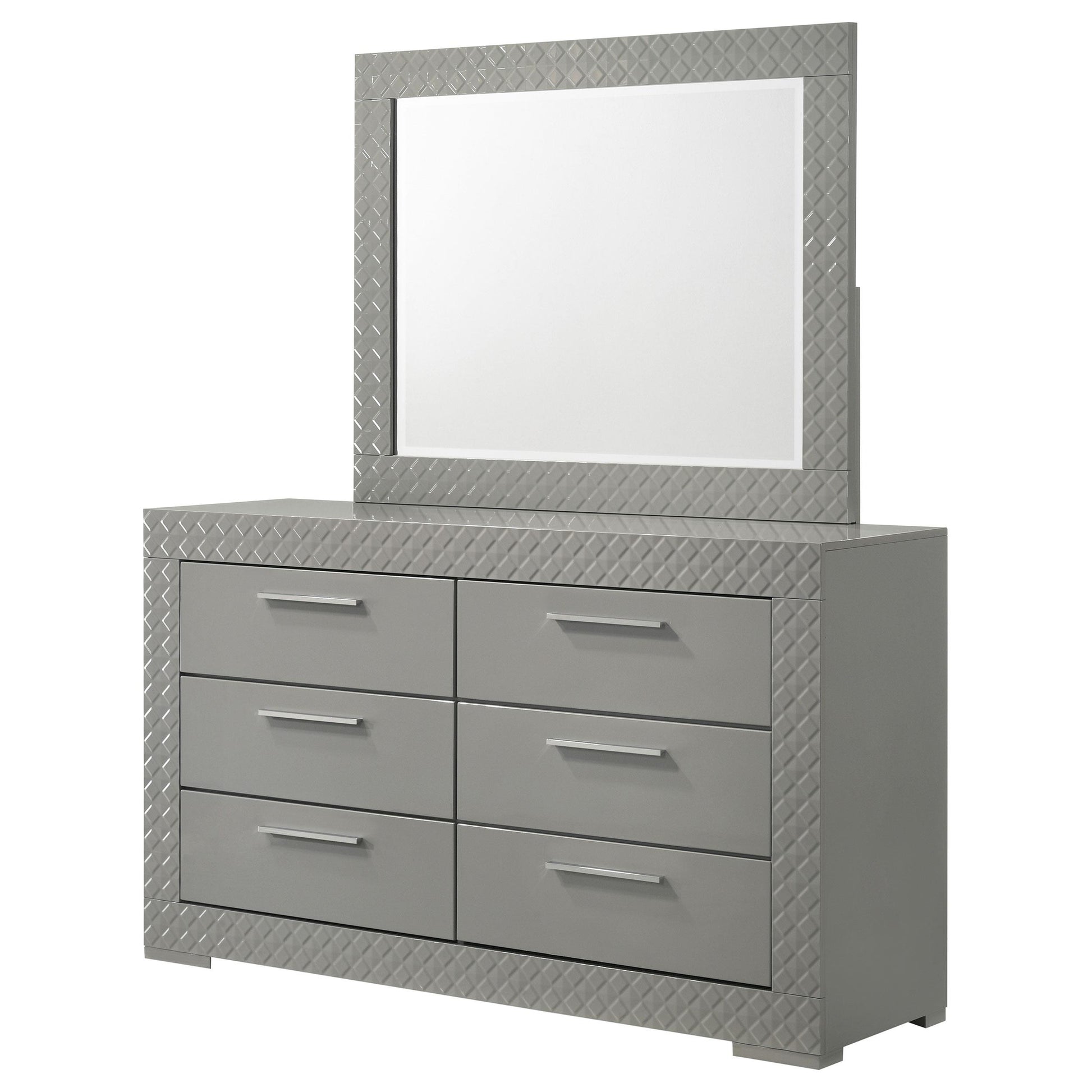  Coaster Furniture Ives 224973M 6-Drawer Dresser and Mirror - Grey High Gloss IMAGE 3