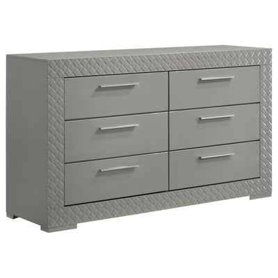  Coaster Furniture Ives 224973 6-Drawer Dresser Cabinet - Grey High Gloss IMAGE 1