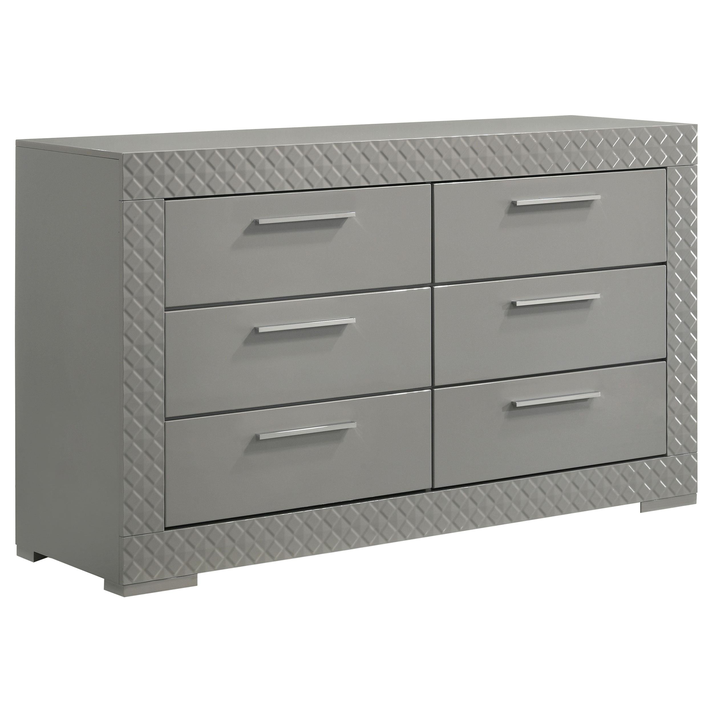  Coaster Furniture Ives 224973 6-Drawer Dresser Cabinet - Grey High Gloss IMAGE 1
