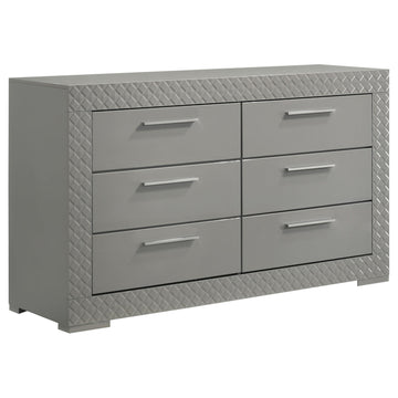  Coaster Furniture Ives 224973 6-Drawer Dresser Cabinet - Grey High Gloss IMAGE 1