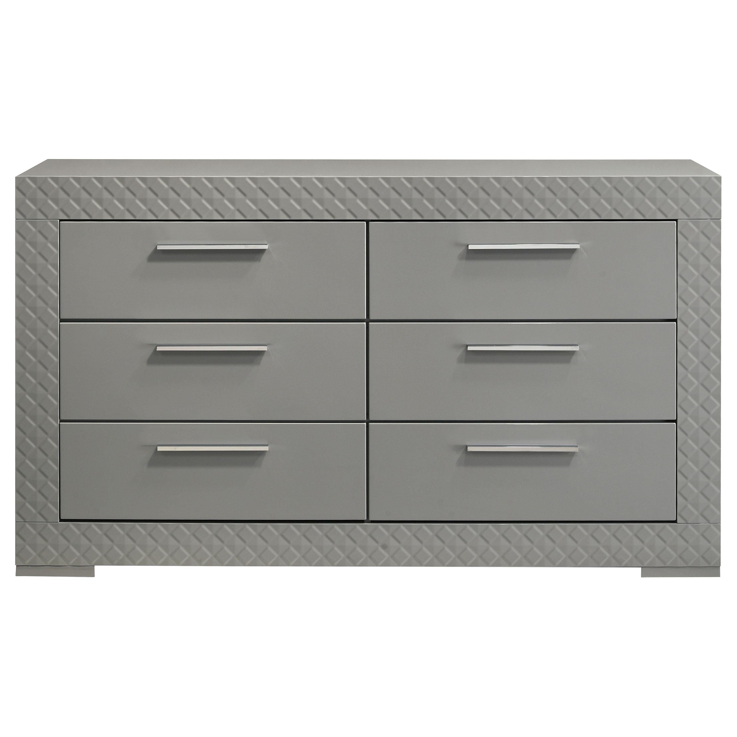  Coaster Furniture Ives 224973 6-Drawer Dresser Cabinet - Grey High Gloss IMAGE 2