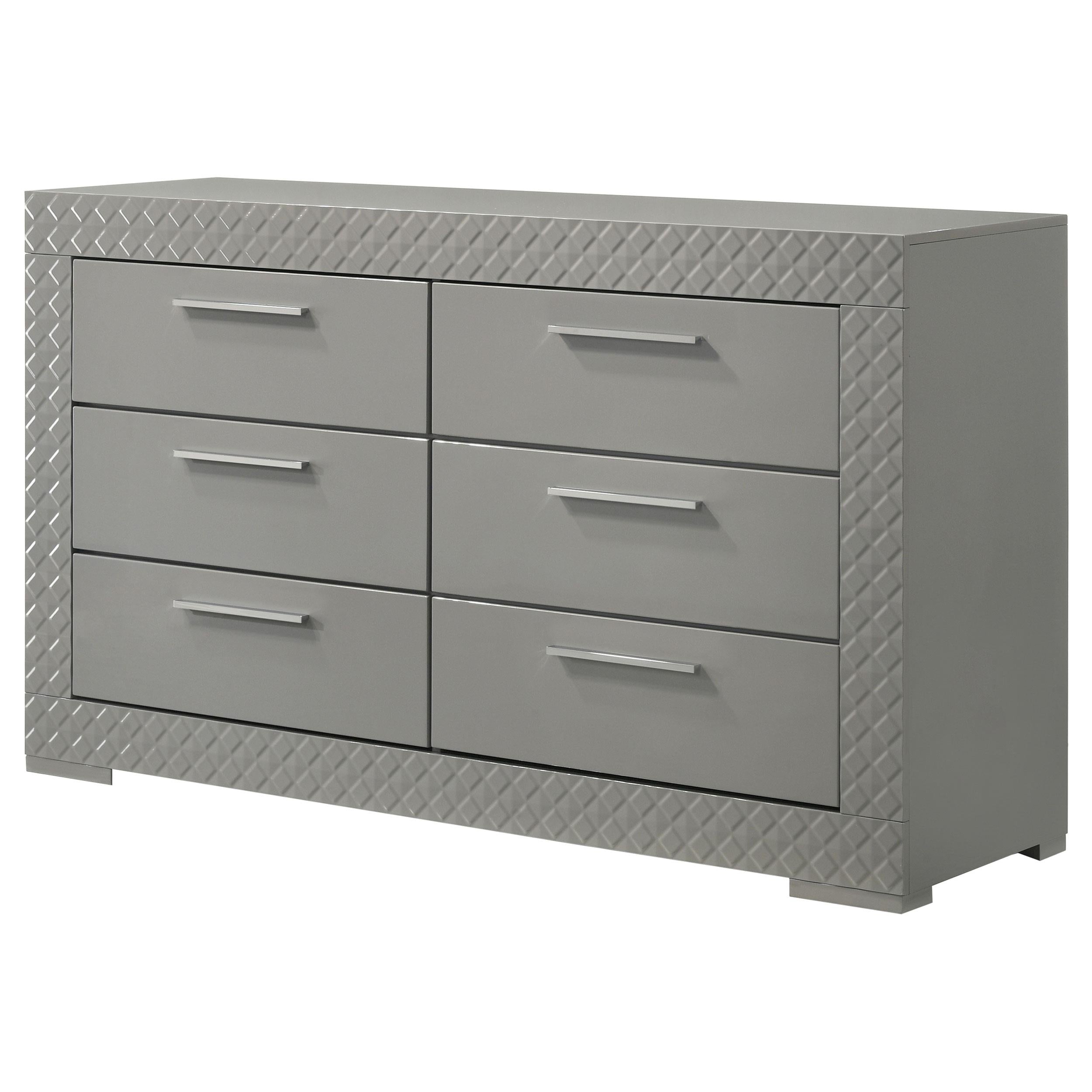  Coaster Furniture Ives 224973 6-Drawer Dresser Cabinet - Grey High Gloss IMAGE 3