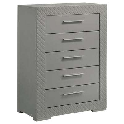  Coaster Furniture Ives 224975 5-Drawer Bedroom Chest of Drawers - Grey High Gloss IMAGE 1