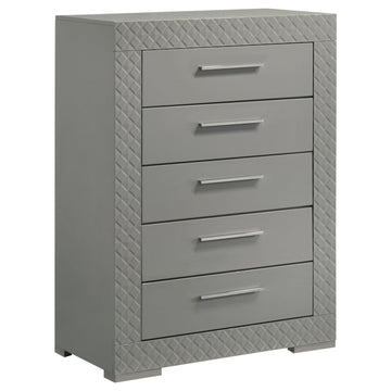  Coaster Furniture Ives 224975 5-Drawer Bedroom Chest of Drawers - Grey High Gloss IMAGE 1