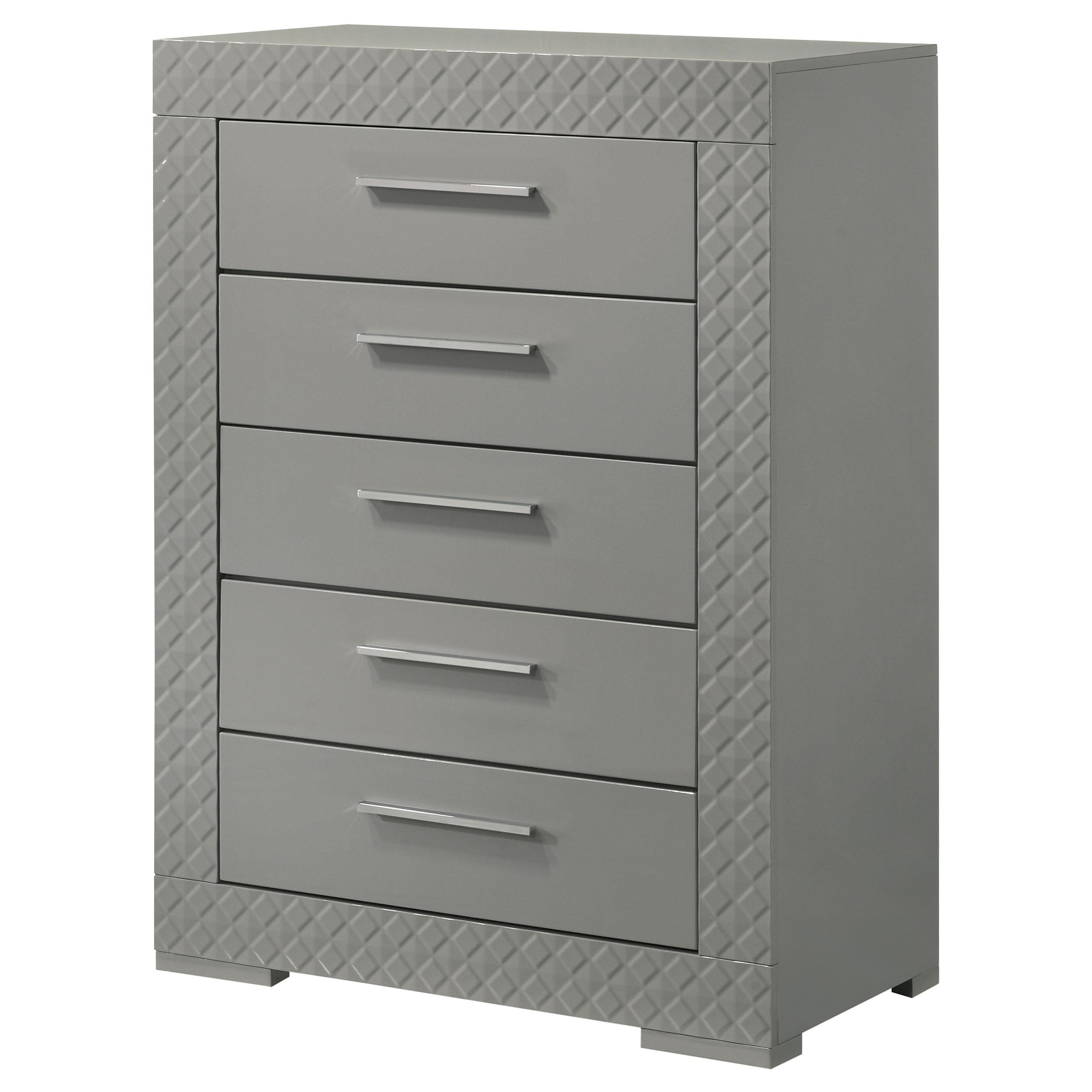 Coaster Furniture Ives 224975 5-Drawer Bedroom Chest of Drawers - Grey High Gloss IMAGE 3