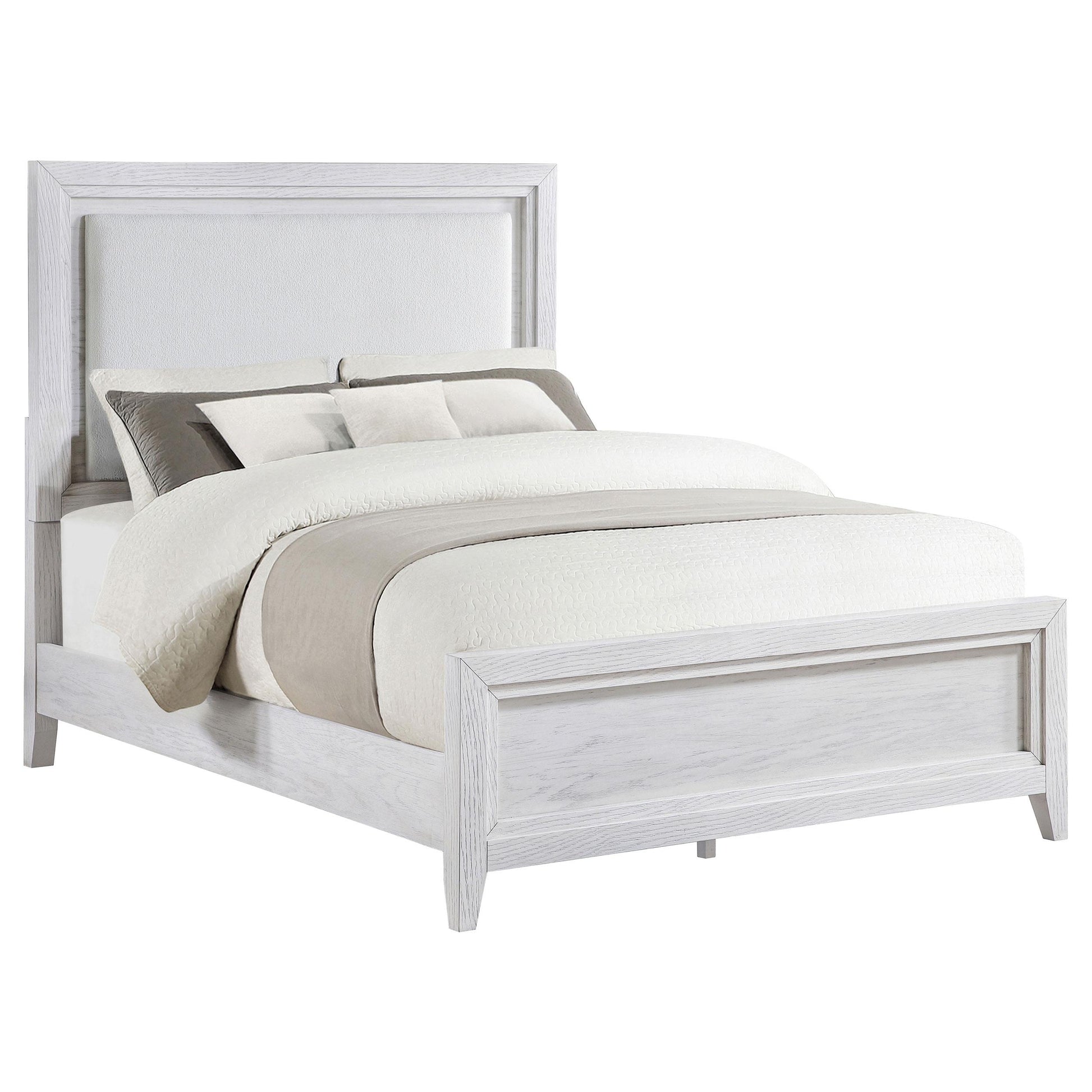  Size_King  -- Marielle 224841KE Eastern King Upholstered Panel Bed - Distressed White IMAGE 2