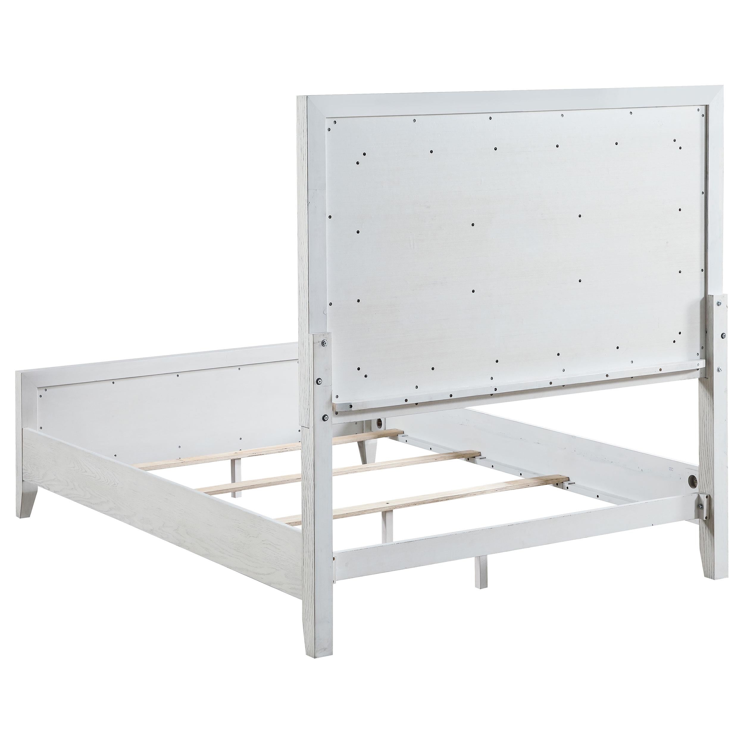  Size_King  -- Marielle 224841KE Eastern King Upholstered Panel Bed - Distressed White IMAGE 3