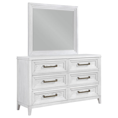  Coaster Furniture Marielle 224843M 6-Drawer Dresser with Mirror - Distressed White IMAGE 1
